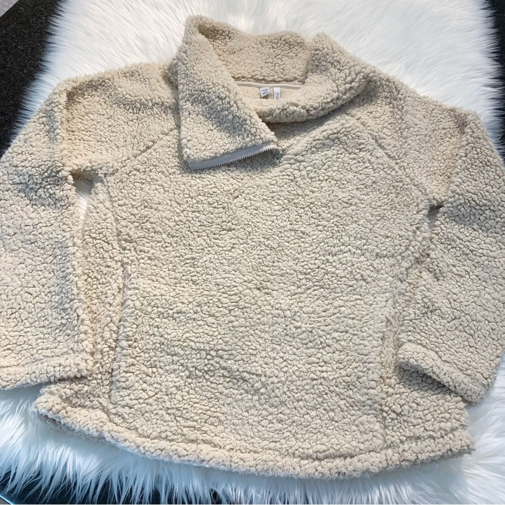 Nordstrom Sherpa Cream Cowl Neck Pullover Sweater Z By Zella Size Large L